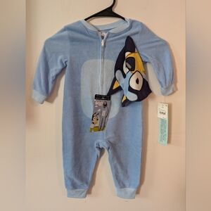 Bluey Footless Fleece Onesie Pajamas with Hat NWT‎ 9-12 Months